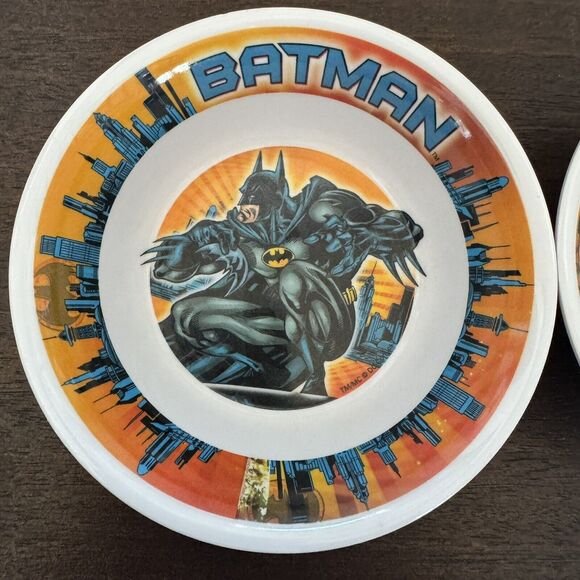 BATMAN Set of TWO Bowls Trudeau Dinnerware 5.5" Melamine DC Comics Children Kids - Picture 2 of 13